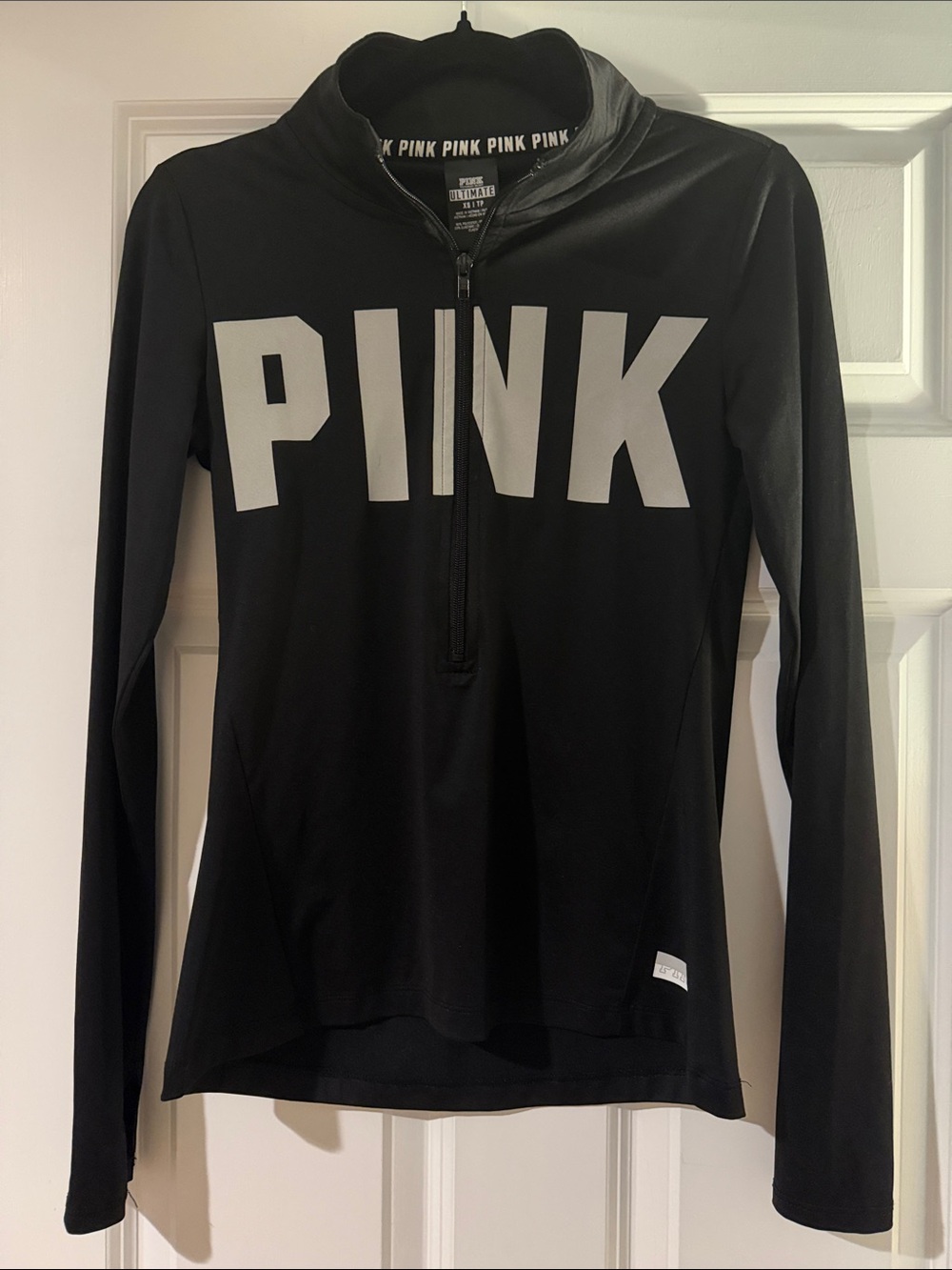 PINK Victoria's Secret Black Half-Zip Long Sleeve Top